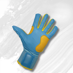 Gants de frappe de baseball en cuir de vachette de couleur jaune et bleue Gants de frappeur en cuir de qualité supérieure - Product Image 2
