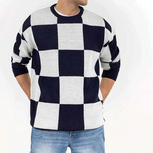 Suéter de Cachemira de Lana Tejido con Logotipo Frontal, Talla Grande, Manga Larga, Cuello Redondo, Color Sólido, Informal, para Hombre, Invierno - Product Image 1