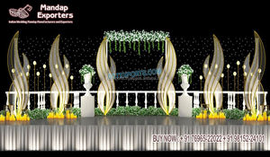 Arco de Boda Moderno, Marcos de Fondo de FRP, Marcos de Fibra para Escenarios de Boda, Fondo para Ceremonia de Boda Hindú, Dorado, Irlanda - Product Image 6