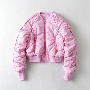 Parka de nieve gruesa acolchada de algodón de invierno, abrigo de vuelo Rosa corto de cintura alta, nueva chaqueta acolchada con cuello levantado, chaqueta Bomber de punto - Product Image 5
