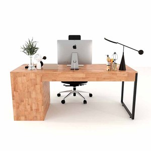 Executive <b>Solid</b> <b>Wood</b> Minimalist <b>Desk</b> 180x70cm with Integrated Cabinet for Office & Home Use-BGD68048 - Product Image 5