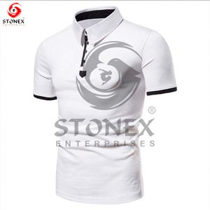 เสื้อโปโลสำหรับผู้ชายเสื้อยืดคอสูงสั่งทำความยาวสั้นผ้าฝ้าย100% - Product Image 2