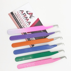 Pince à épiler d'extension de cils en acier inoxydable durable de haute qualité pour faire d'excellents ventilateurs pince à épiler faux cils marque privée - Product Image 6