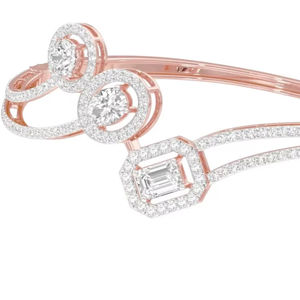 Brazalete de Oro Amarillo/Blanco/Rosa de 14K con Diamante Cultivado en Laboratorio, Corte Esmeralda, 3.51 Quilates, de Lujo, Certificado por IGI, para Mujer - Product Image 1