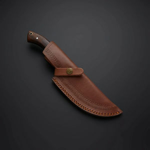 Couteau de survie en acier inoxydable fait main, manche en bois, étui en cuir, chasse, camping en plein air, lame dentelée, lame à changement rapide, OEM - Product Image 6