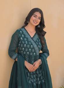 ชุดอานาร์กาลีผ้าฝ้ายแท้สวยงามทันสมัย พร้อมงานปักทั่วทั้งตัว เหมาะสำหรับช่วงงานแต่งงาน - Product Image 4