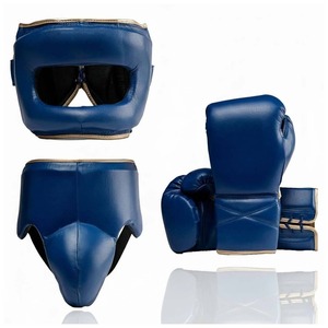 Top Selling Leather Boxing Set <b>Training</b> Gloves <b>Head</b> Guard Groin Protector Professional Sparring Fitness Boxing Kits Martial Arts - Product Image 4