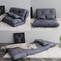 Canapé-lit sectionnel contemporain avec structure métallique et revêtement en tissu - Convertible en chaise longue au sol pour salon et salles de jeux