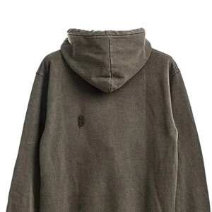 Sudadera con capucha personalizada para hombre con cremallera Vintage lavado ácido sol desteñido desgastado sin hilo polar bordado Logo sudadera de invierno - Product Image 3