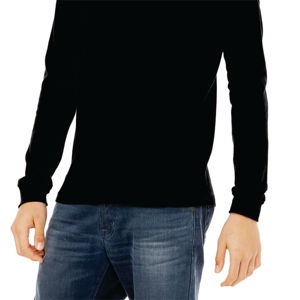 52% Airlume Combed and Ring Spun Cotton 48% Poly 32 Single 4.2 oz <b>Black</b> Unisex Heather CVC Long Sleeve T-<b>Shirt</b> - Product Image 5