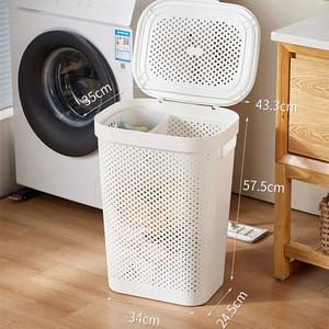 Nhựa mây mạnh mẽ giặt giỏ với bìa đồ chơi bẩn quần áo lưu trữ giỏ công suất lớn hộ gia đình giặt cản trở - Product Image 1