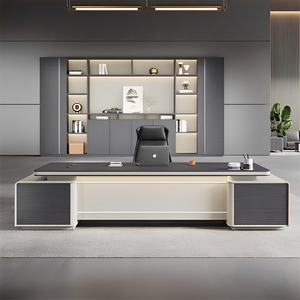 Juego de Escritorio y Silla Ejecutiva de Lujo, Escritorio Moderno para CEO o Jefe, Escritorio Grande para Gerente con Mueble Lateral - Product Image 1