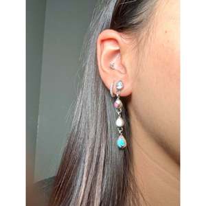 Pendientes Colgantes de Plata de Ley con Dalia de Algodón Dulce Hecha a Mano Navajo y Turquesa, con Forma de Gota de Agua - Product Image 5