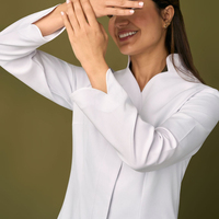 Uniforme Médico Profesional Antibacteriano y Ecológico YUHONG, Bata de Laboratorio para Doctoras, Tejido Lavable