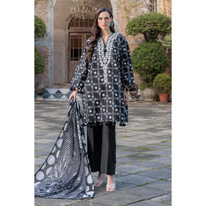 Traje de 3 Piezas para Mujer con Estampado y Cuello Bordado B-62011 - Product Image 1