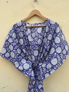 Robe Kfatan en coton 100% fabriquée à la main en Inde, imprimé floral lisse, décontractée, pour la plage, les vacances, vêtements pour femmes, été, printemps, hiver, automne, ODM - Product Image 2