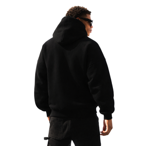 Mens <b>Black</b> Oversized Hoodie Pullover 50% Cotton 50% Polyester Drop Shoulder Streetwear Relaxed Fit Winter Sweatshirt - Product Image 3