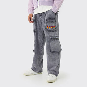 Men's Fashionable 100% Cotton <b>Canvas</b> Jogger Pants Custom Washed Solid Color Baggy Straight Oversized Eco-Friendly <b>Waterproof</b> - Product Image 4