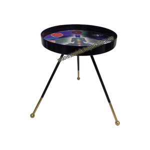 Table d'autel ronde en fer à trois pieds Table d'autel en métal Offre Spéciale de haute qualité avec motif à sept chakras pour les offrandes spirituelles - Product Image 2