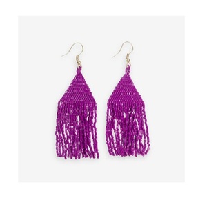 Handmade Customizable Colorful <b>Beaded</b> Long <b>Fringe</b> Drop Earrings for Women Trending Fashion Accessory - Product Image 5