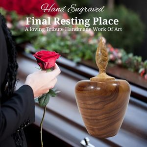 Grande urne en bois durable et magnifique Pot en bois commémoratif de style américain pour cendres masculines et féminines pour adultes - Product Image 5