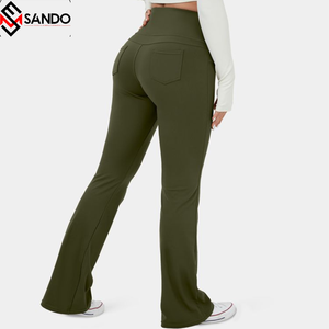 คุณภาพสูงที่กําหนดเองผู้หญิงกางเกงออกกําลังกายแบบไม่มีรอยต่อผ้าฝ้าย/ไม้ไผ่ PLUS ขนาด GYM กีฬาสวมใส่ Contour Scrunch ก้นโยคะ - Product Image 4