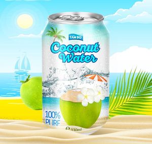 Agua de Coco en Lata de Aluminio de 330 ml de Vietnam, Pulpa de Coco, Marca Privada OEM, Muestras Gratuitas, Sabor Original, Jugo de Frutas y Verduras - Product Image 1