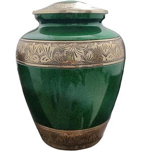 Urnas de Metal de diseño moderno con cenizas esmaltadas verdes, urna de cremación funeraria conmemorativa para adultos, hombres, mujeres, cenizas, cenizas humanas - Product Image 1