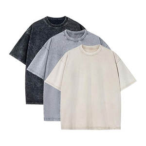 T-shirts surdimensionnés pour hommes en coton épais vintage délavé, épaules tombantes, coupe ample, tenue décontractée - Product Image 1