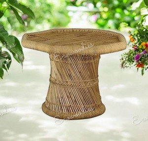 Table centrale en rotin mignon avec console en incrustation d'os à base en bois durable Tables basses en osier tissées à la main pour meubles de salon - Product Image 2