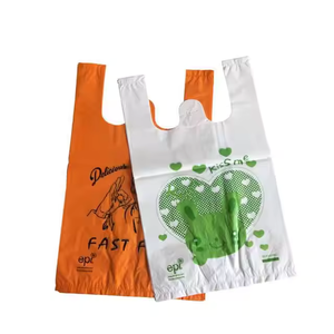 Vente en gros Sac de t-shirt en plastique réutilisable personnalisé Emballage de transporteur pour épicerie de taille personnalisée Sac en plastique réutilisable pour supermarché - Product Image 1