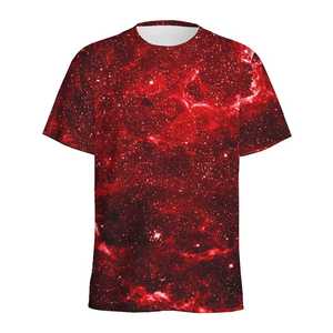 เสื้อยืดแขนสั้นคอกลมสำหรับผู้ชายเสื้อยืดลายอวกาศสีสันสดใสสำหรับฤดูร้อน - Product Image 5