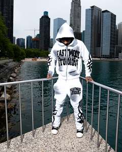 OEM Personnalisé Hommes Survêtements Coton Lourd Détresse Vintage Imprimé Graphique Lavage À L'acide Survêtement Costumes De Jogging Ensemble 2 Pièces Hommes - Product Image 2