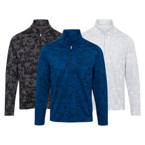 <b>Mens</b> Quarter-Zip Pullover Golf Shirt Breathable Quick Dry Knitted Polyester/Cotton <b>Long</b> <b>Sleeve</b> Collared Front Logo Sports <b>Top</b> - Product Image 3