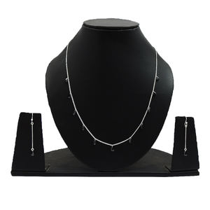 Venta caliente buena calidad 925 plata esterlina negro Zirconia cúbica piedra mínima forma de lágrima collar hecho a mano Boho joyería - Product Image 1