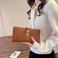 Heritage Distressed PU-Leder Lange Geldbörse mit Antik-Hardware, Clutch im Retro-Industriestil, Handy-Organizer 2026