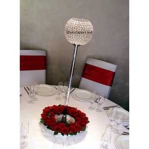 Fantaisie Décoratif Métal Cristal Gobelet Bougeoir Table Pièce Maîtresse Couleur Argent pour La Décoration De Noces - Product Image 6