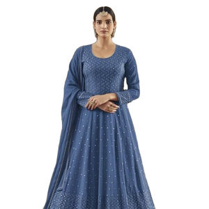 Heavy Faux Georgette Traje de seda con bordado y trabajo de secuencia para la venta en línea - Product Image 1