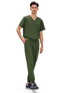 ชุดเครื่องแบบนางพยาบาลสำหรับผู้หญิงชุดวอร์มกางเกงทรงท็อปพร้อมกระเป๋าหลายใบชุดเครื่องแบบสครับปกตั้งแขนสั้น - Product Image 3