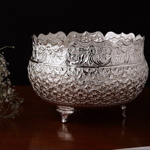 Cuenco de servicio de latón de Color plateado clásico para el hogar, hotel o restaurante para servir frutas secas o sopa, Comprador comercial - Product Image 2