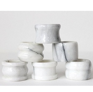 Juego de 4 servilleteros de travertino beige, servilleteros de piedra rectangulares, accesorios de mesa de diseño recortado moderno para lujo - Product Image 5