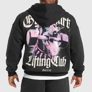 XD2 Fitness Mens Custom Graphic Zip Up Hoodie Streetwear & Gym Wear con diseño personalizado en la espalda - Product Image 2