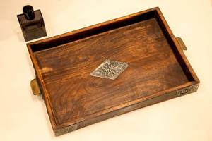 Plateau de service en bois fabriqué à la main en palissandre designer plateau de service cadeau de pendaison de crémaillère plateau décoratif pour mariage décor à la maison - Product Image 4