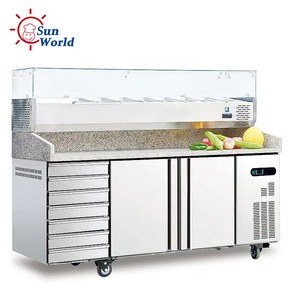 Đá Cẩm Thạch hàng đầu 3 cửa thương mại bánh <span class=keywords><strong>pizza</strong></span> salad Bar bánh sandwich hiển thị truy cập máy làm lạnh tủ lạnh thủy tinh hàng đầu chuẩn bị bảng tủ lạnh tủ đông - Product Image 3
