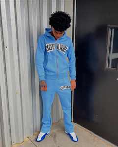 Ensemble de survêtement personnalisé vierge avec fermeture éclair surdimensionnée Boxy Fit Ensemble pantalon de survêtement baggy et sweat à capuche Ensemble survêtement pour homme - Product Image 3