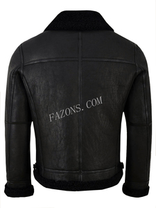 Veste d'hiver en peau de mouton pour homme, style aviateur B3, en cuir décontracté avec doublure chaude en fourrure, modèle vintage, vente en gros OEM - Product Image 3