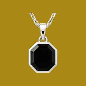 Bisel de joyería fina de Plata de Ley 925 Unisex con ónix negro rodio y colgante chapado en oro regalo de cumpleaños - Product Image 1