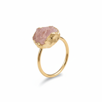 Bague en quartz rose brut plaqué or, style bohème, pierre naturelle, bijou statement pour tous les jours, unisexe