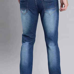 กางเกงยีนส์ทรงตรงคุณภาพสูง กางเกงยีนส์เดนิมทันสมัยสำหรับผู้ชาย สไตล์สตรีทแวร์ ทรงเข้ารูป ซักแบบวินเทจ ผ้ายีนส์ยืด - Product Image 4