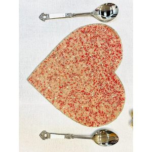 Heart Shape Glass <b>Beads</b> <b>Placemat</b> Best Theme Design for Parties and Other Functions Tableware Decorative Mats & Pads - Product Image 3